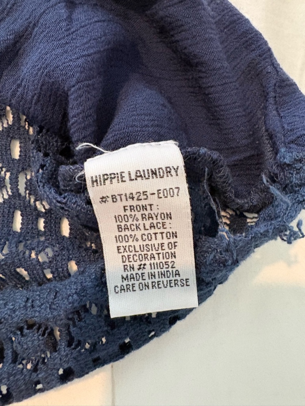 hippie laundry Navy Embroidered Tank Top with Beaded Halter Straps - Picture 5 of 5